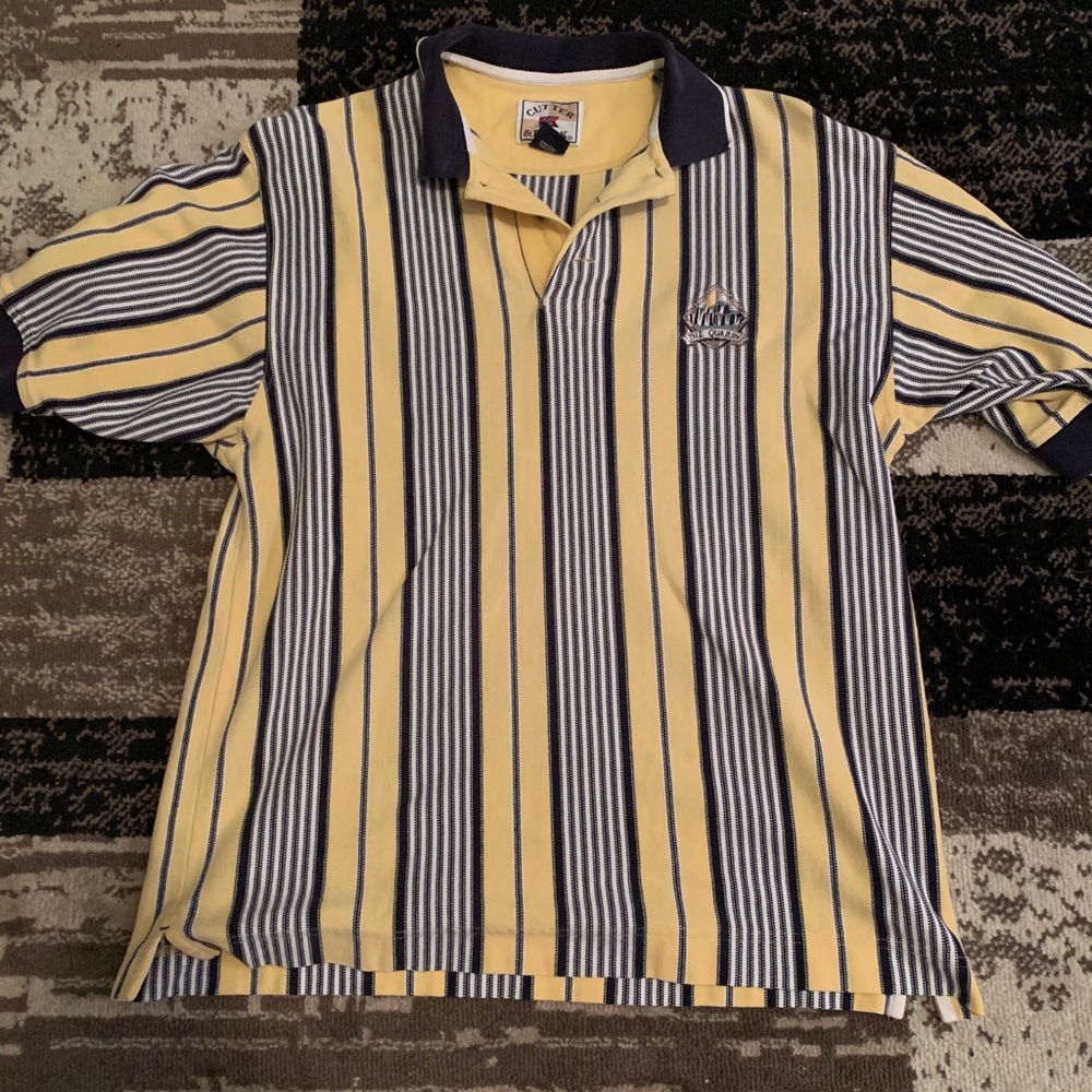 Vintage Yellow & Navy Striped Polo